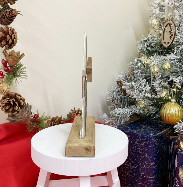 Silver Star On Wooden Base Decoration - Image 2