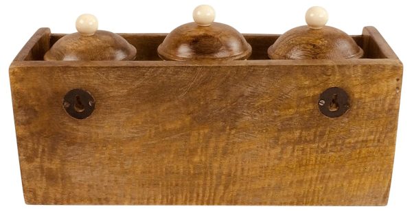 Wooden Rack with 3 Ceramic Jars - Image 3
