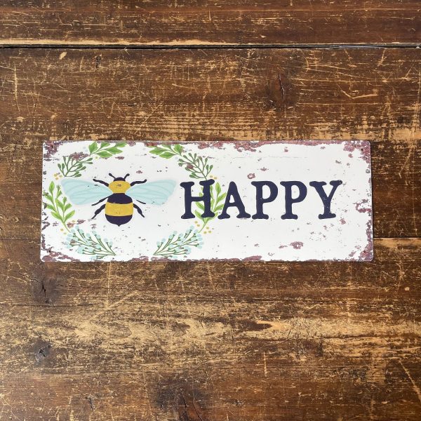 Vintage Metal Sign - Bee Happy Wall Sign - Image 3