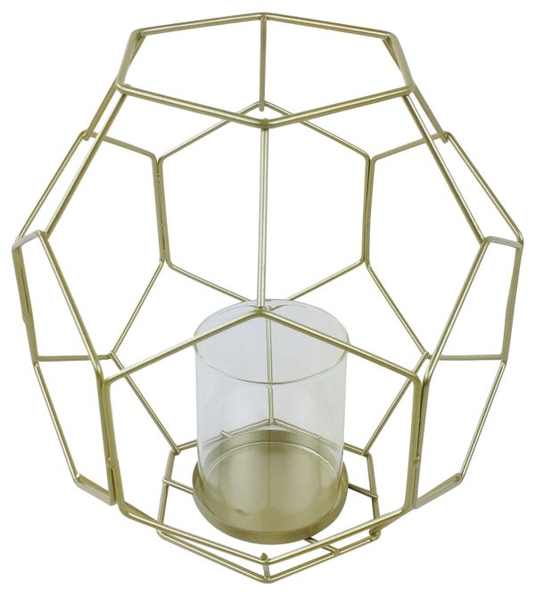 Gold Geometric Candleholder 21cm - Image 2