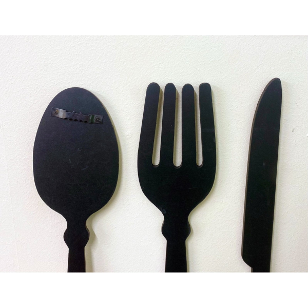 Black Three Piece Cutlery Wall Decoration 39cm - Image 3