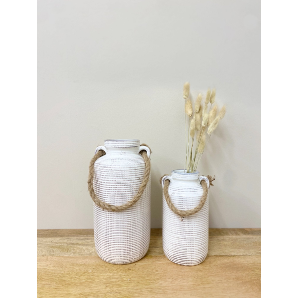 Small Stone Vase with Rope Handle - Image 2