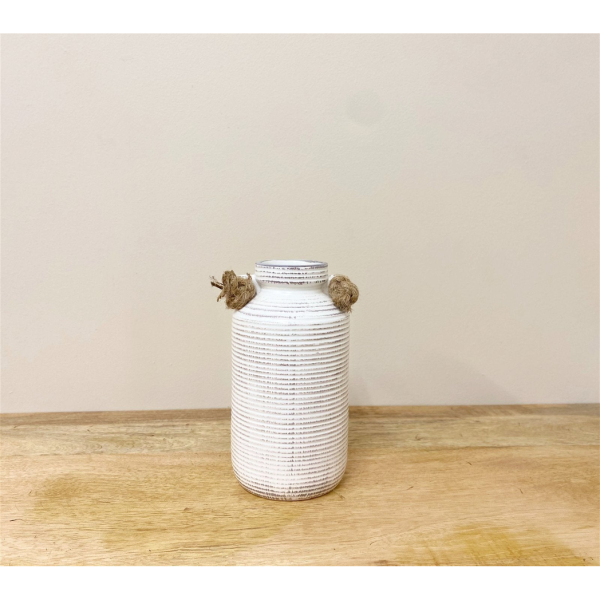 Small Stone Vase with Rope Handle - Image 3