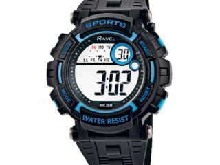 Ravel Mens 3ATM Digital Sports Black/Blue Watch RDG.14.4