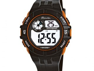 Ravel Mens 3ATM Digital Sports Black/Orange Watch RDG.14.2