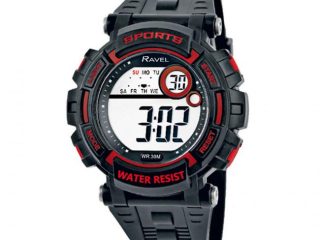 Ravel Mens 3ATM Digital Sports Black/Red Watch RDG.14.7