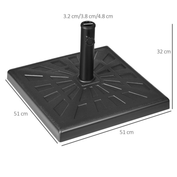 Outsunny 19kg Square Resin Garden Parasol Base for Poles of 32mm, 38mm, 48mm - Image 3