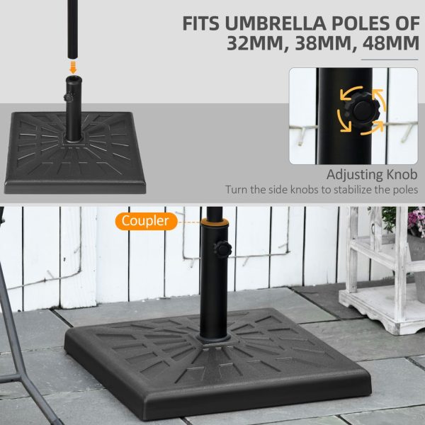 Outsunny 19kg Square Resin Garden Parasol Base for Poles of 32mm, 38mm, 48mm - Image 4