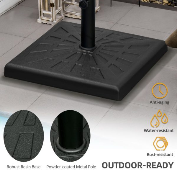 Outsunny 19kg Square Resin Garden Parasol Base for Poles of 32mm, 38mm, 48mm - Image 5