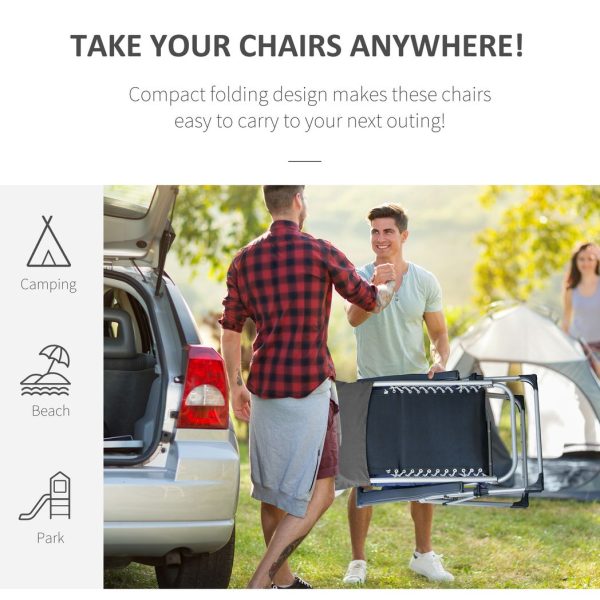 Outsunny 2 PCS Reclining Zero Gravity Chair Folding Lounger Cushion Dark Grey - Image 7