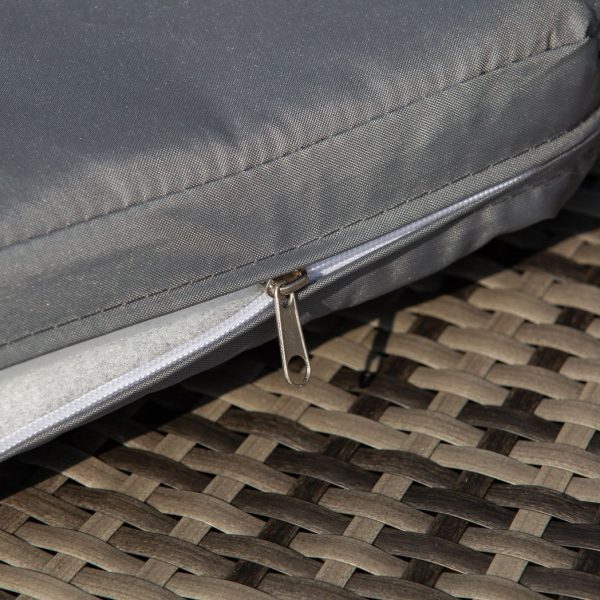 Outsunny 5 PCs Cushioned Outdoor Plastic Rattan Round Sofa Bed Table Set Grey - Image 8