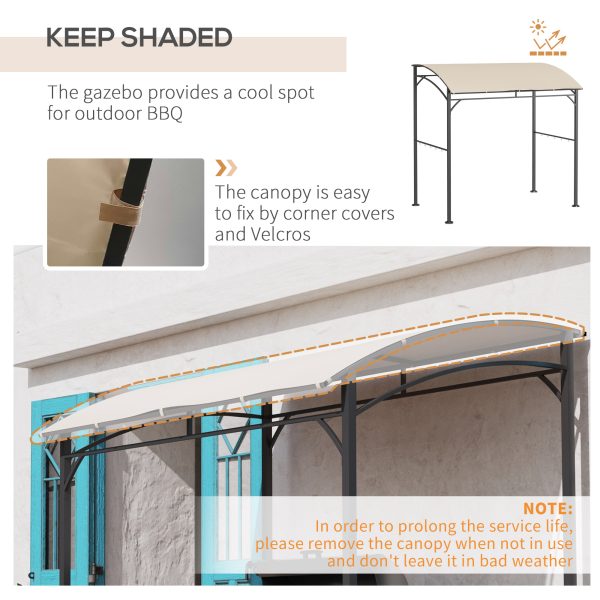 Outsunny 2.2 x 1.5 m BBQ Gazebo Tent Sun Shade with Canopy and 10 Hooks, Beige - Image 3