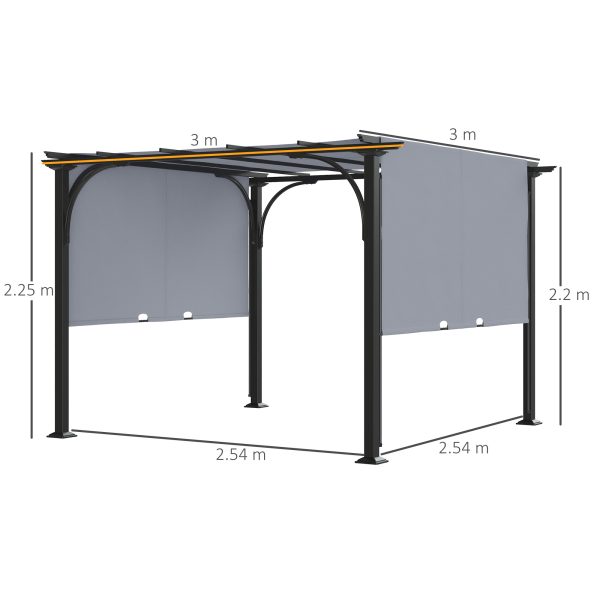Outsunny Outdoor Retractable Pergola Garden Sun Shade Patio Canopy Shelter - Image 3