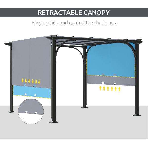Outsunny Outdoor Retractable Pergola Garden Sun Shade Patio Canopy Shelter - Image 5