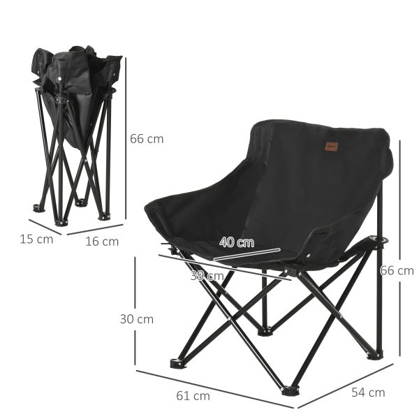 Outsunny Folding Camping Chair with Carrying Bag and Storage Pocket, Black - Image 3