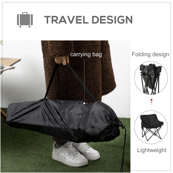 Outsunny Folding Camping Chair with Carrying Bag and Storage Pocket, Black - Image 4