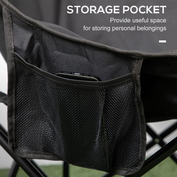 Outsunny Folding Camping Chair with Carrying Bag and Storage Pocket, Black - Image 5