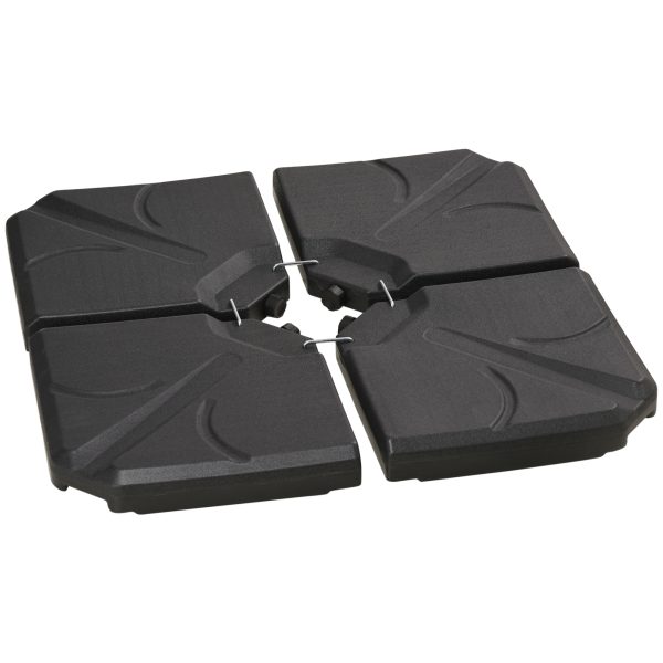 Outsunny Set of 4 Banana Parasol Base Stand Water or Sand Filled Weights, Black