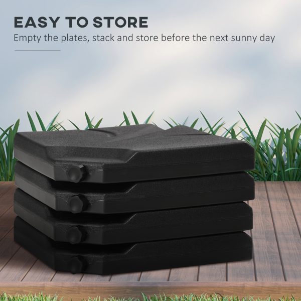 Outsunny Set of 4 Banana Parasol Base Stand Water or Sand Filled Weights, Black - Image 7