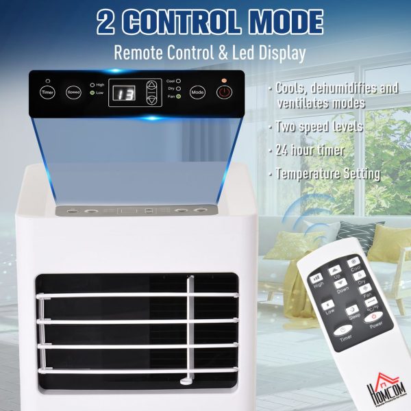 HOMCOM Mobile Air Conditioner W/ RC Cooling Sleeping Mode Portable White 1080W - Image 4