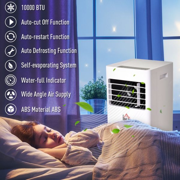HOMCOM Mobile Air Conditioner W/ RC Cooling Sleeping Mode Portable White 1080W - Image 7