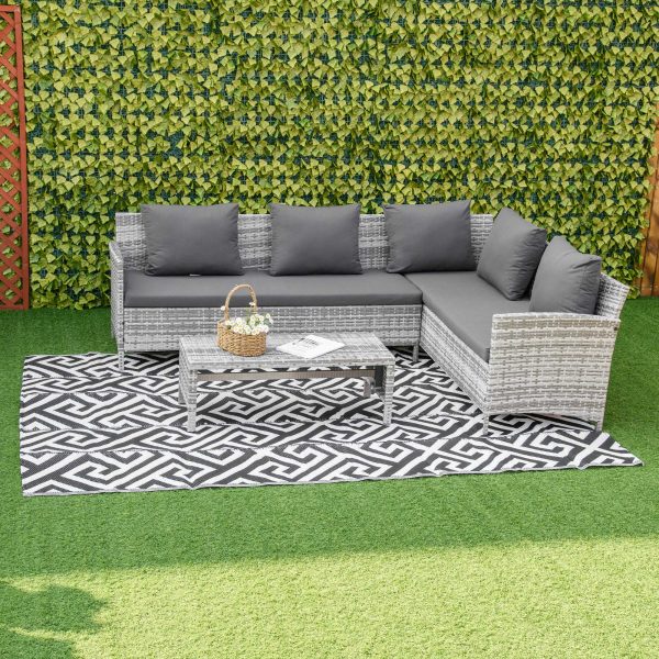 Outsunny 182x274cm Reversible Outdoor Rug Portable Plastic Straw RV Camping Mat - Image 2
