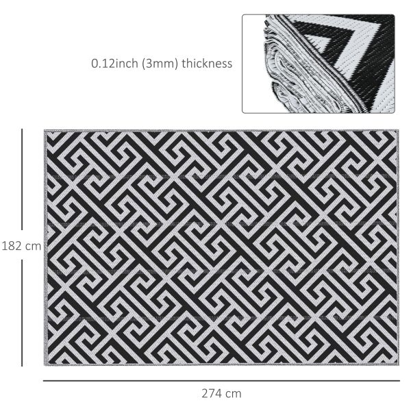 Outsunny 182x274cm Reversible Outdoor Rug Portable Plastic Straw RV Camping Mat - Image 3