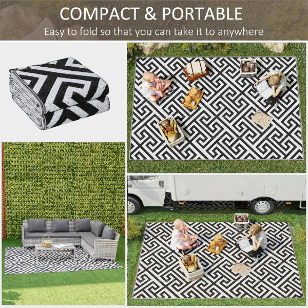 Outsunny 182x274cm Reversible Outdoor Rug Portable Plastic Straw RV Camping Mat - Image 4
