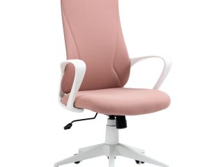 Vinsetto High-Back Home Office Chair Height Adjustable Elastic Desk Chair Pink