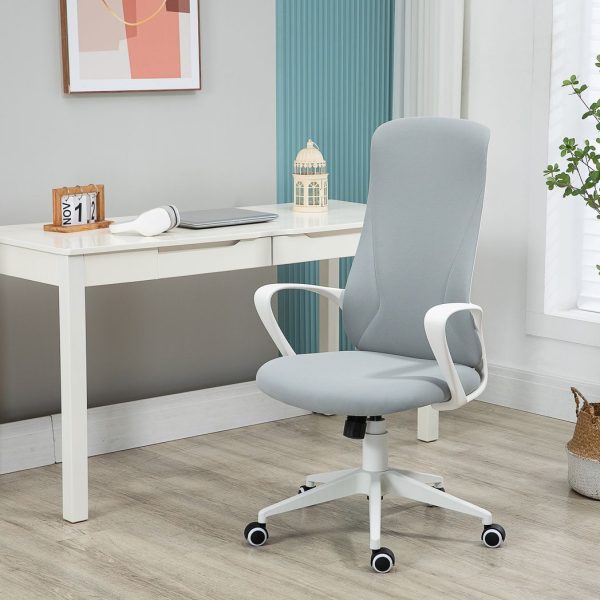 Vinsetto High-Back Home Office Chair Height Adjustable Elastic Desk Chair Grey - Image 2