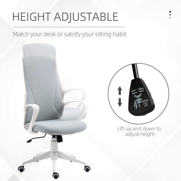 Vinsetto High-Back Home Office Chair Height Adjustable Elastic Desk Chair Grey - Image 4