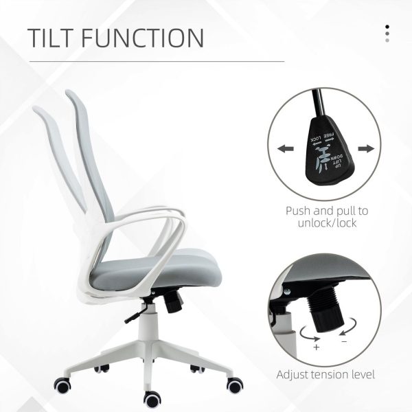 Vinsetto High-Back Home Office Chair Height Adjustable Elastic Desk Chair Grey - Image 5