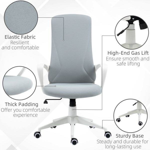 Vinsetto High-Back Home Office Chair Height Adjustable Elastic Desk Chair Grey - Image 8