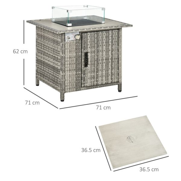 Outsunny Gas Fire Pit Table w/ Rain Cover, Windscreen & Lava Stone, 50,000 BTU - Image 3