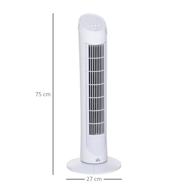 HOMCOM 30" Tower Fan Noise Reduction Wind 3-Level Cool ABS Indoor White - Image 3
