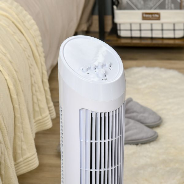 HOMCOM 30" Tower Fan Noise Reduction Wind 3-Level Cool ABS Indoor White - Image 8