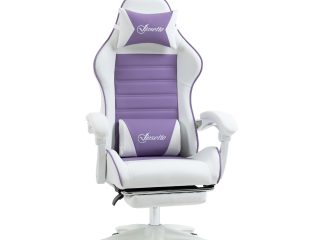Vinsetto Racing Style Gaming Chair with Footrest Removable Rabbit Ears, Purple