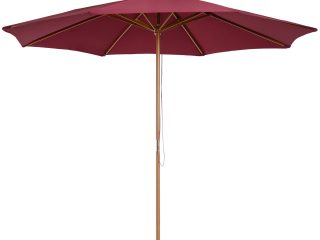 Outsunny 3m Fir Wooden Garden Parasol Sun Shade Outdoor Umbrella Canopy Wine Red