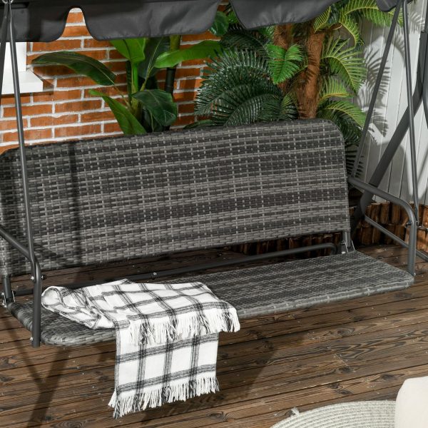 Outsunny 3-person Rattan Swing Chair, Hanging Bench w/ Stand, Adjustable Canopy - Image 8