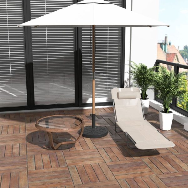 Outsunny Adjustable Sun Bed Garden Lounger Recliner Relaxing Camping Beige - Image 2