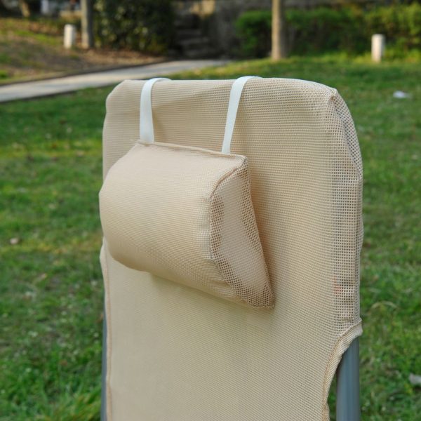 Outsunny Adjustable Sun Bed Garden Lounger Recliner Relaxing Camping Beige - Image 7