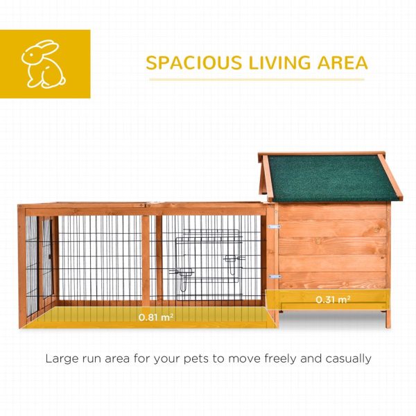 Wooden Rabbit Hutch Detachable Pet House with Openable Run & Roof - Image 4