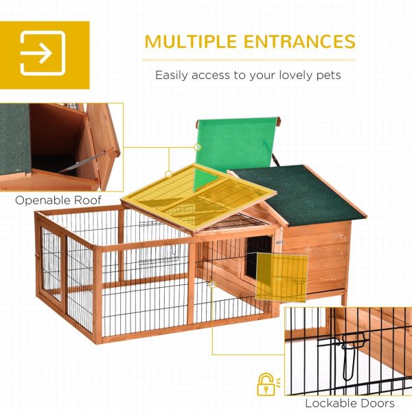 Wooden Rabbit Hutch Detachable Pet House with Openable Run & Roof - Image 5