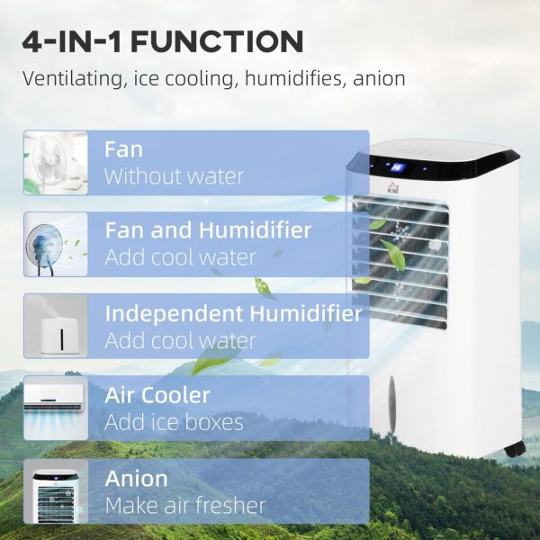 HOMCOM Portable Air Cooler, Evaporative Anion Ice Cooling Fan Humidifier Unit - Image 6