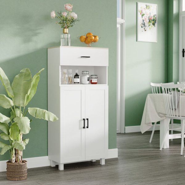 HOMCOM Kitchen Cupboard Storage Cabinet with Drawer, Countertop, White - Image 2