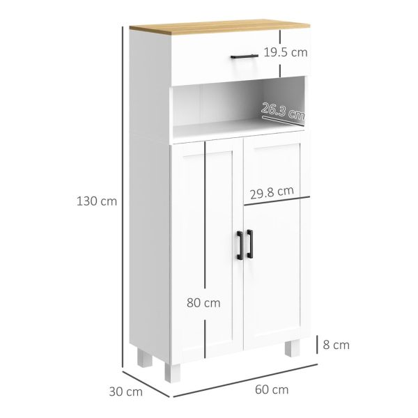 HOMCOM Kitchen Cupboard Storage Cabinet with Drawer, Countertop, White - Image 3
