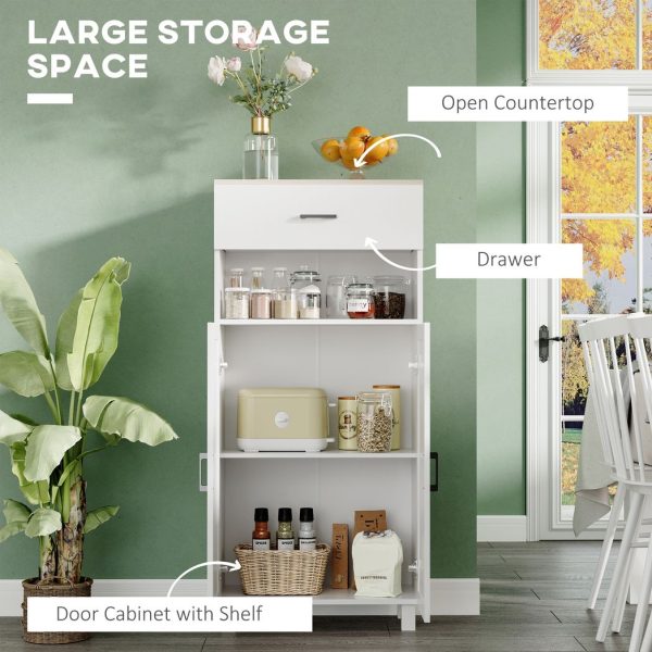 HOMCOM Kitchen Cupboard Storage Cabinet with Drawer, Countertop, White - Image 4