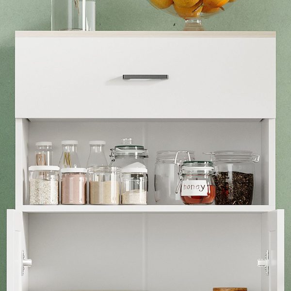 HOMCOM Kitchen Cupboard Storage Cabinet with Drawer, Countertop, White - Image 8