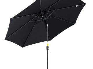 Outsunny 3(m) Patio Umbrella Outdoor Sunshade Canopy w/ Tilt & Crank Black