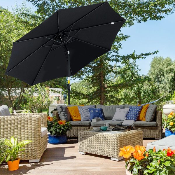 Outsunny 3(m) Patio Umbrella Outdoor Sunshade Canopy w/ Tilt & Crank Black - Image 2